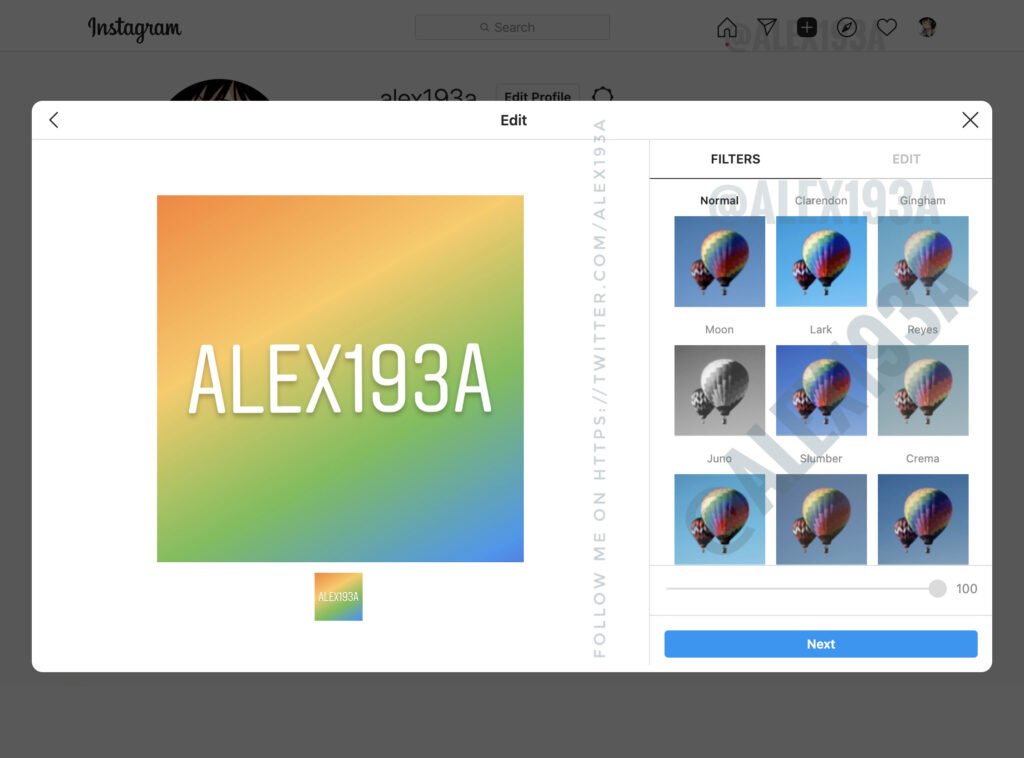 instagram post from desktop