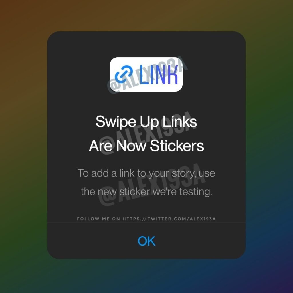 Instagram swipe up link sticker