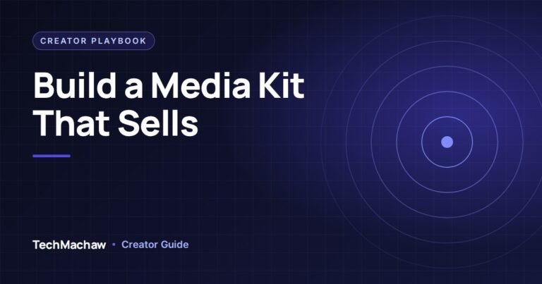 Creator media kit template showing audience, reach, engagement rate and rate card sections