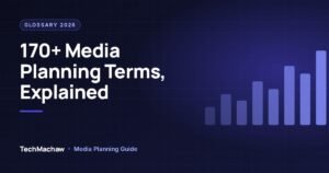 Digital media planning glossary 2026 cover showing 170+ media planning terms from A to Z