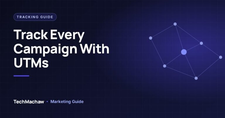 UTM parameters guide showing a tagged campaign URL with source, medium and campaign values